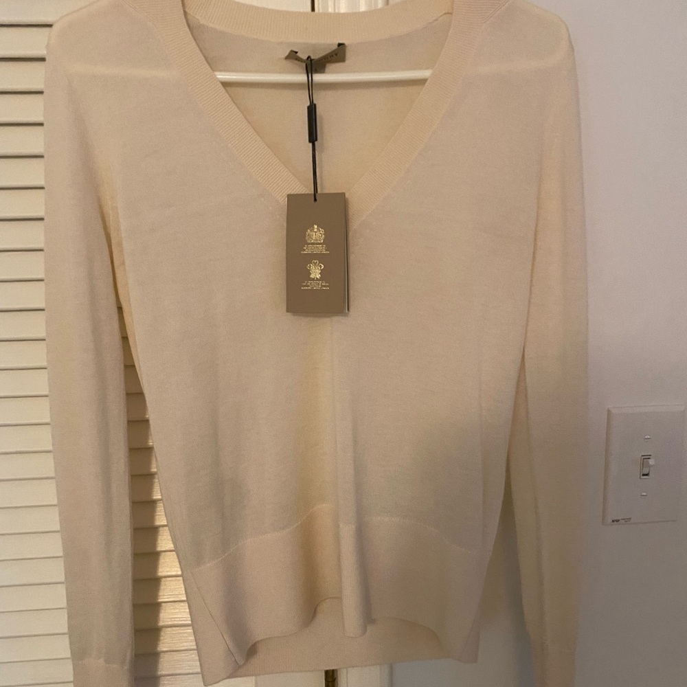 Burberry Soft Cream V-Neck Sweater